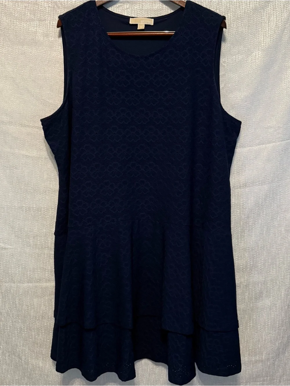 Michael Kors Women's Dress Sz 3x Navy Blue Floral Sleeveless Lined Ruffle Hem